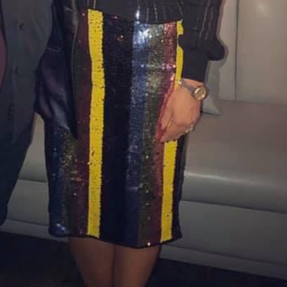 Sparkle holiday pencil skirt, slit in back